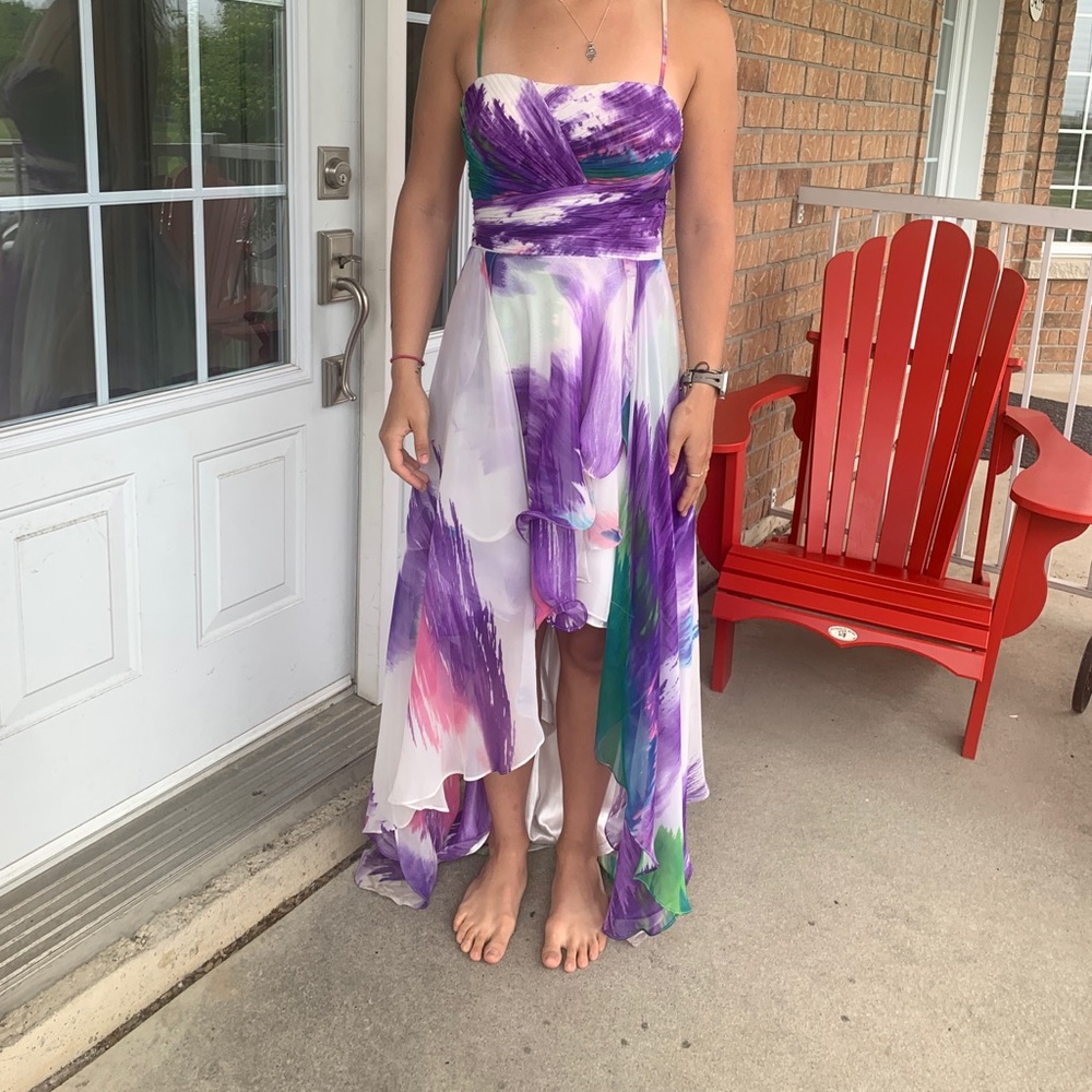 Dave & Johnny Multicolor high low dress